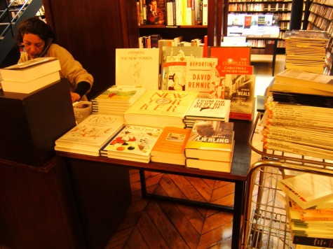New Yorker table at the Galignani bookstore in Paris.