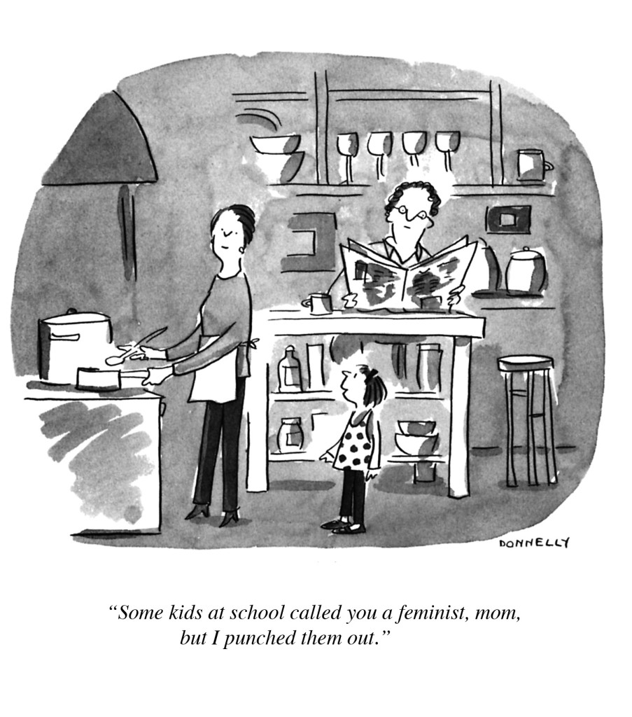 “Some kids at school called you a feminist, Mom, but I punched them out
